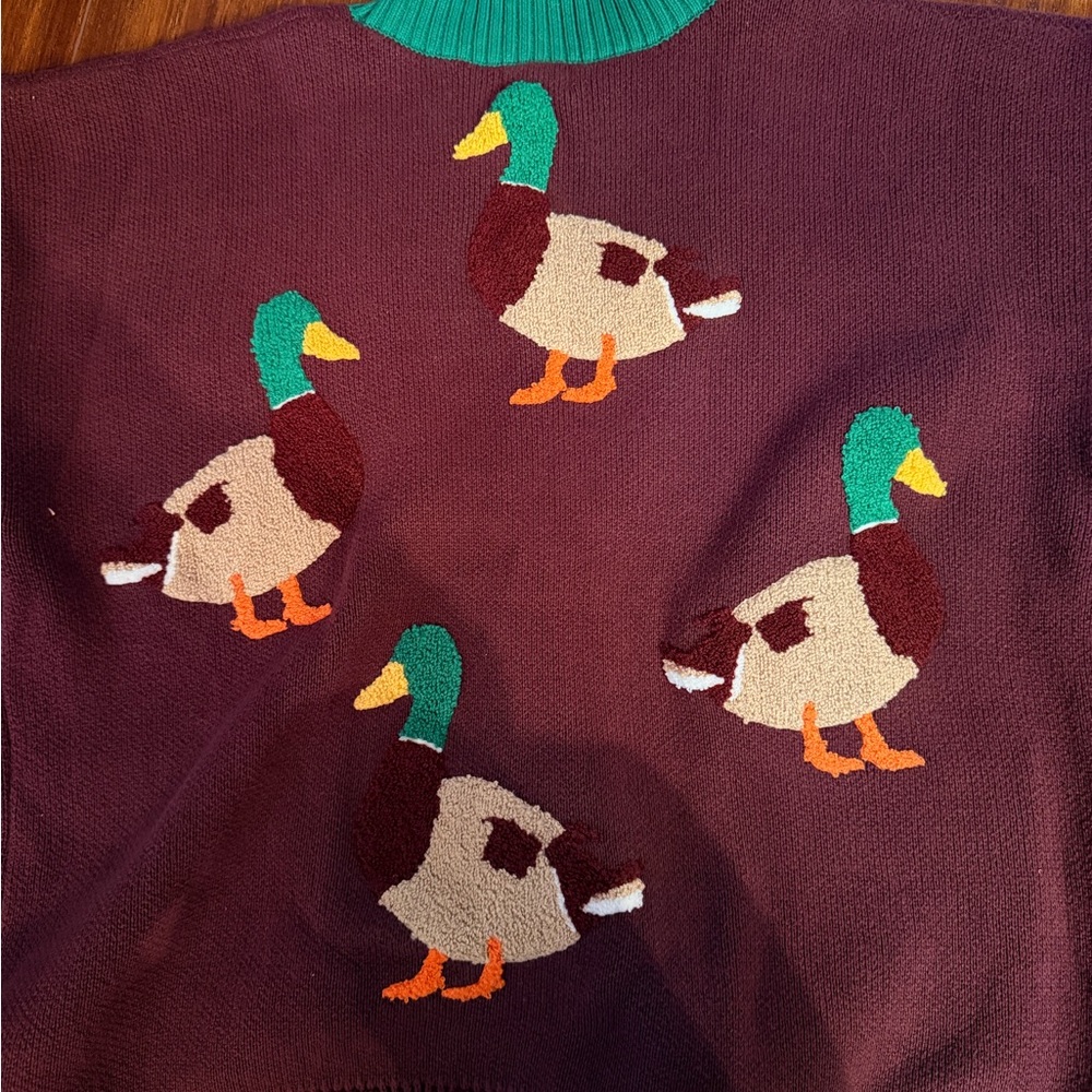 Lala Maroon Cardigan with Green Trim and Cream Accent Letters - Picture 6 of 9